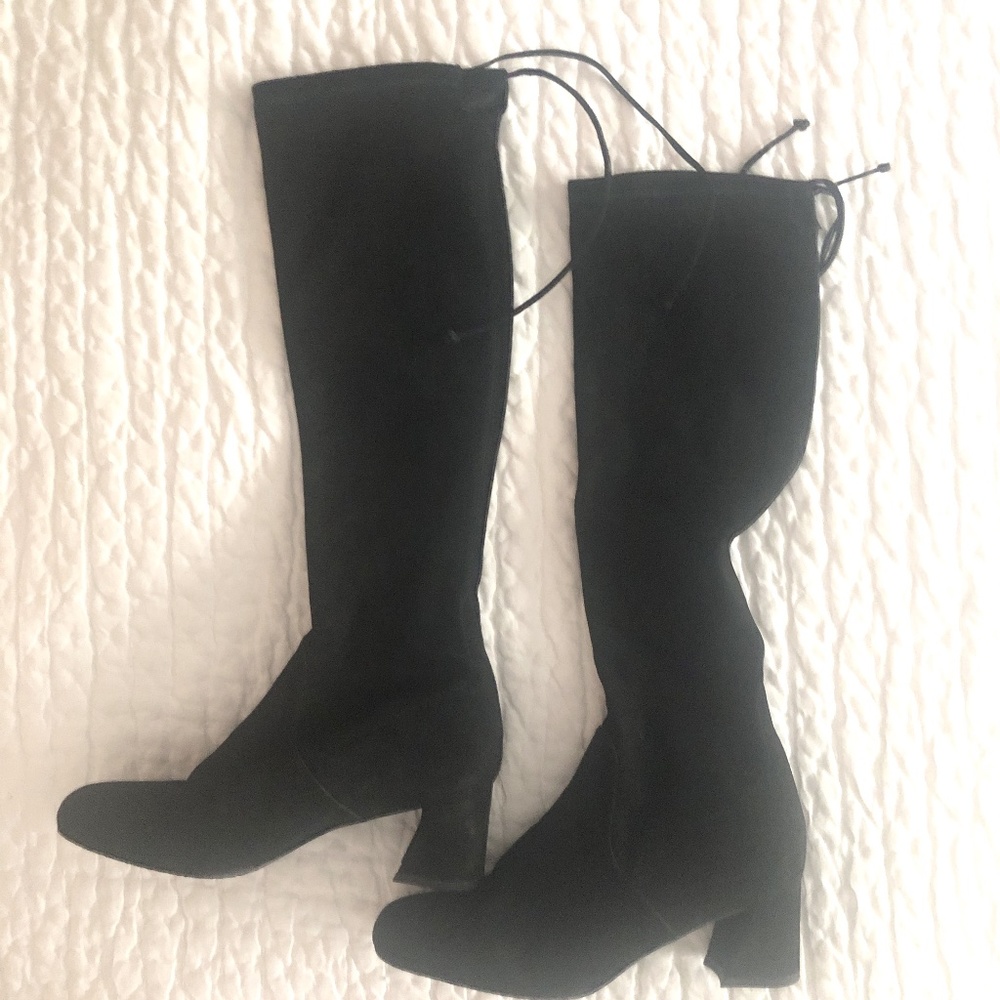 Stuart Weitzman Black Stretch Suede Tall Boots Size 7.5